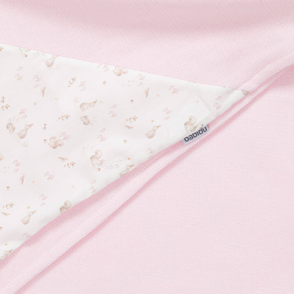 Babidu-Baby Girls Pink Jersey Knit Blanket (80cm) | Childrensalon