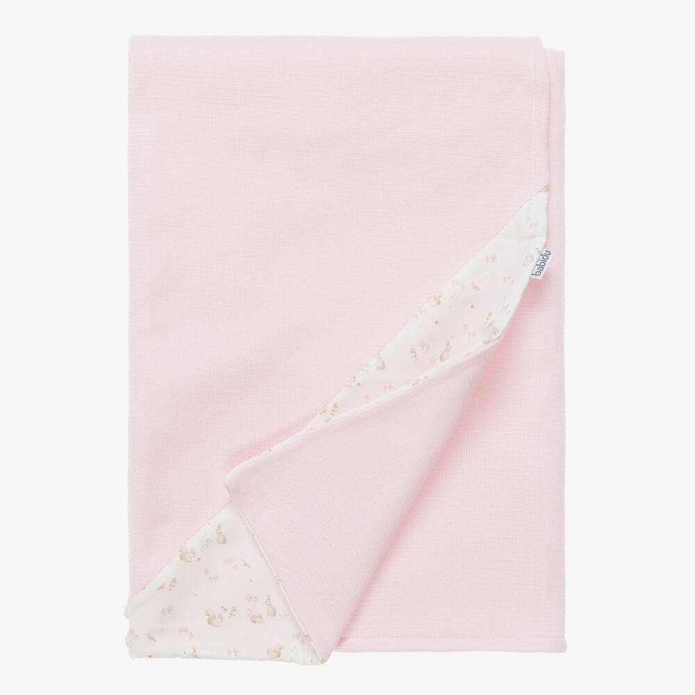 Babidu-Baby Girls Pink Jersey Knit Blanket (80cm) | Childrensalon