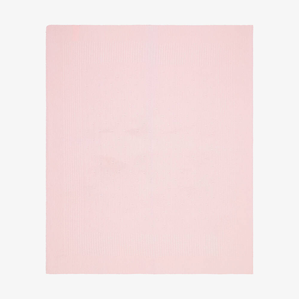 Babidu-Baby Girls Pink Knitted Blanket (92cm) | Childrensalon
