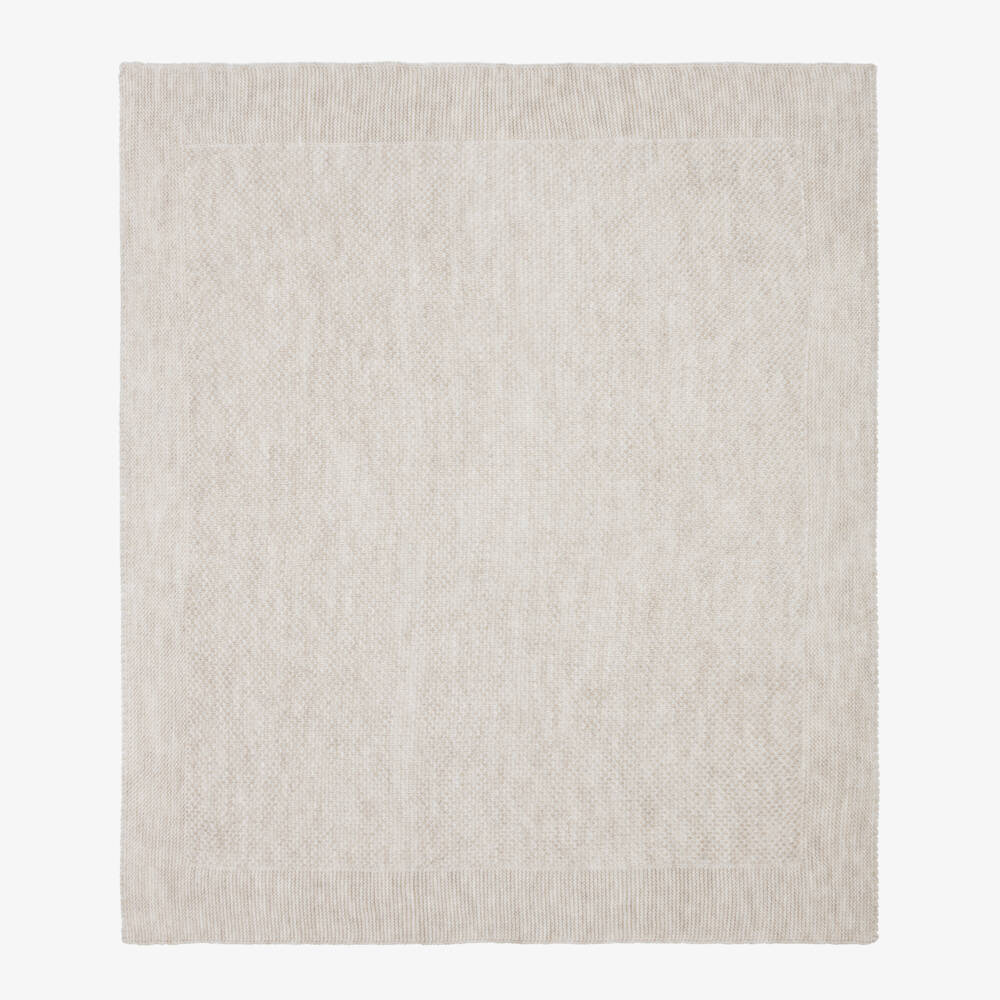 Babidu-Beige Chunky Knit Blanket (105cm) | Childrensalon