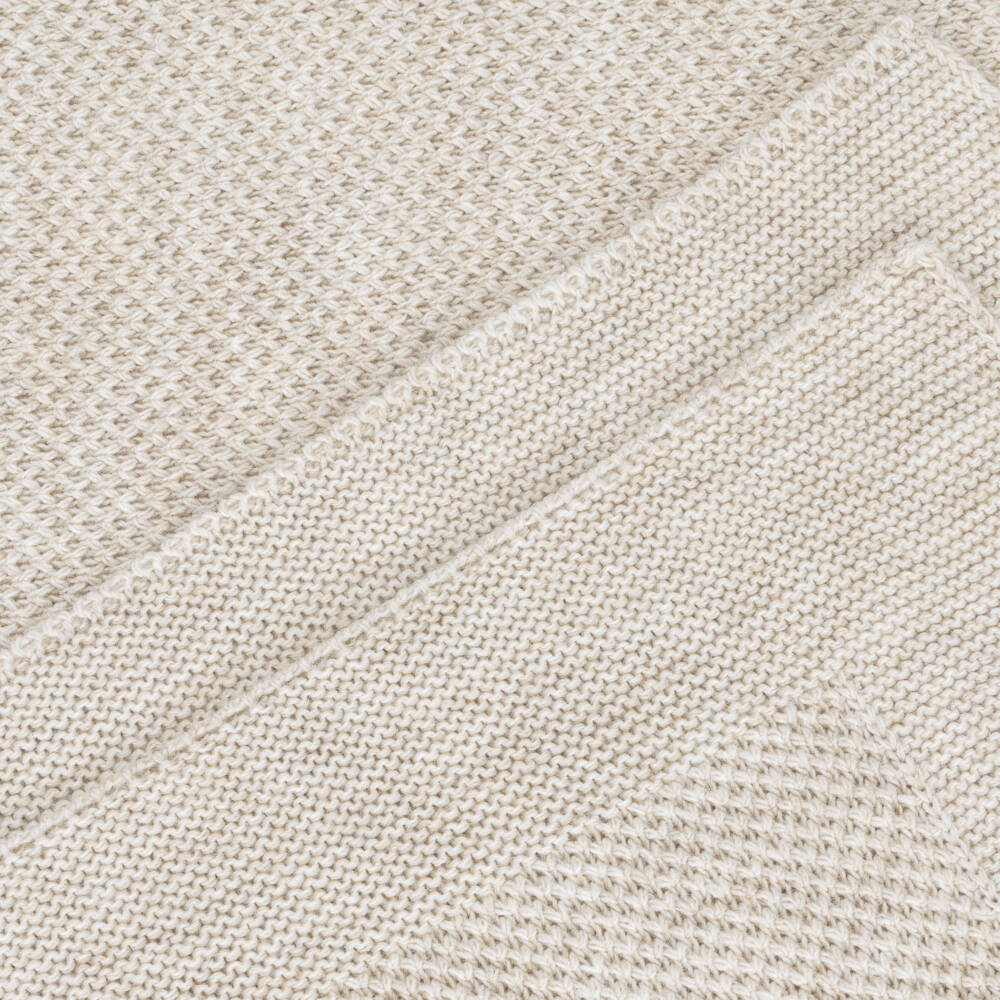 Babidu-Beige Chunky Knit Blanket (105cm) | Childrensalon
