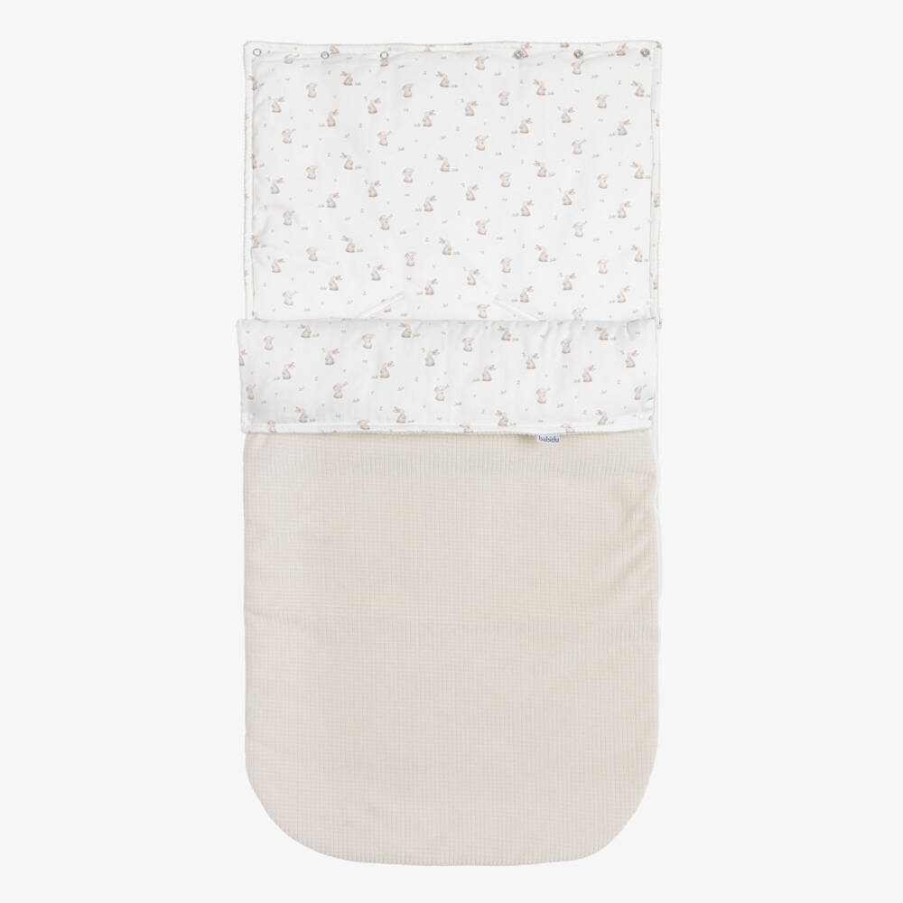 Babidu-Beige Velour Baby Nest with Bunny Print (80cm) | Childrensalon