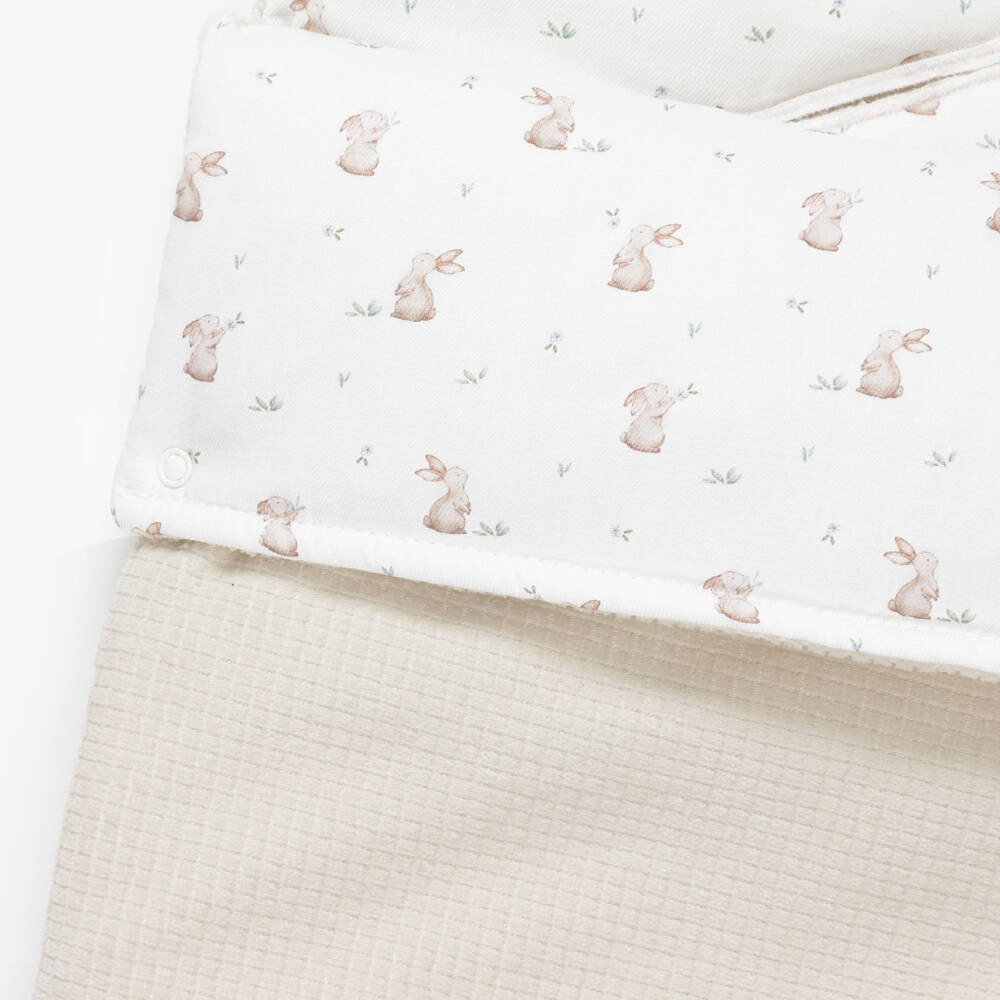 Babidu-Beige Velour Baby Nest with Bunny Print (80cm) | Childrensalon