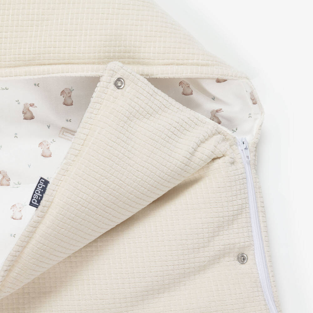 Babidu-Beige Velour Baby Nest with Bunny Print (80cm) | Childrensalon