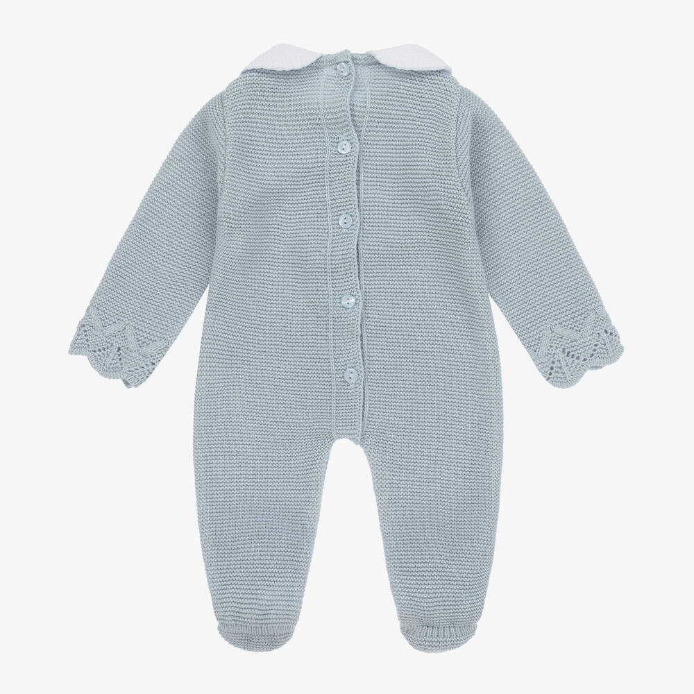 Babidu-Blue Knitted Babygrow | Childrensalon