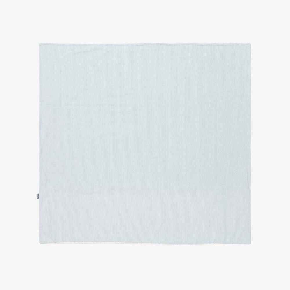 Babidu-Blue Velour Blanket with Balloon Print (85cm) | Childrensalon