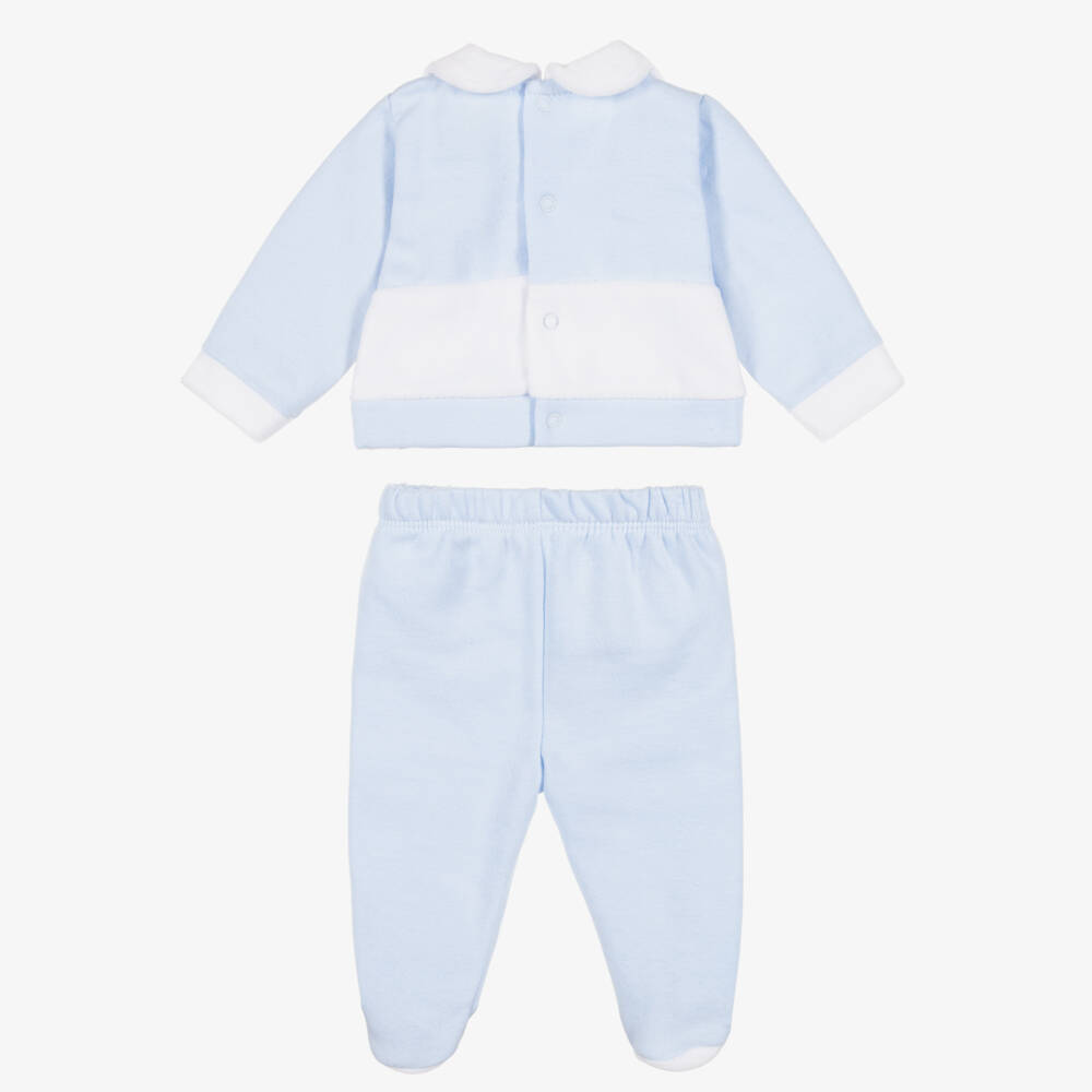 Babidu-Boys Blue 2 Piece Babygrow with Teddy Motif | Childrensalon