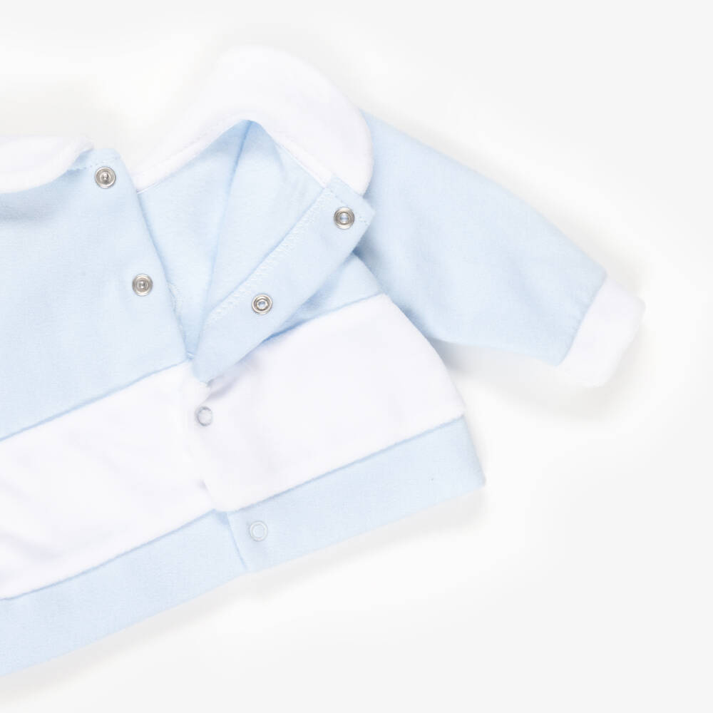 Babidu-Boys Blue 2 Piece Babygrow with Teddy Motif | Childrensalon