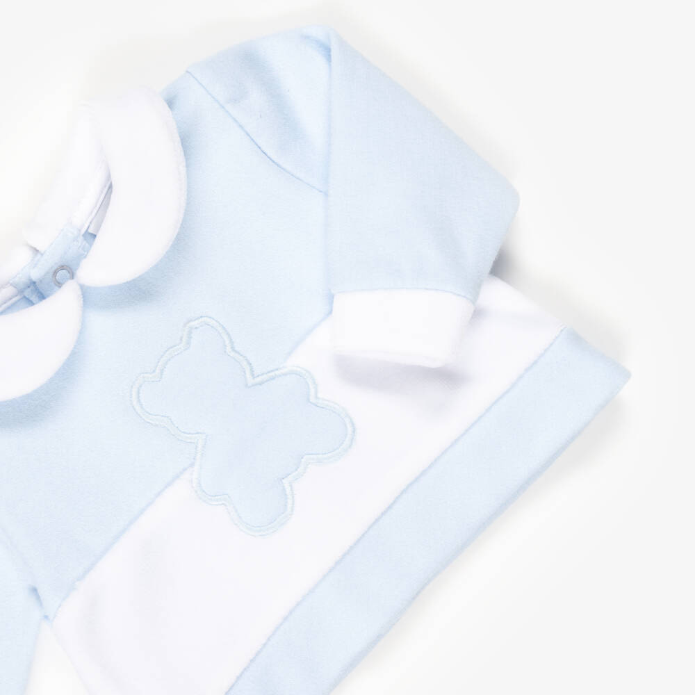 Babidu-Boys Blue 2 Piece Babygrow with Teddy Motif | Childrensalon