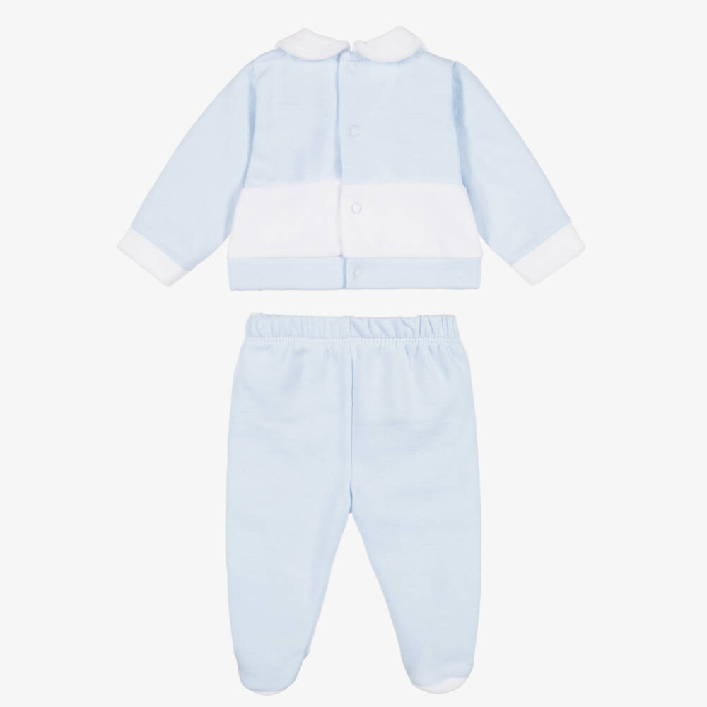 Babidu-Boys Blue 2 Piece Babygrow with Teddy Motif | Childrensalon