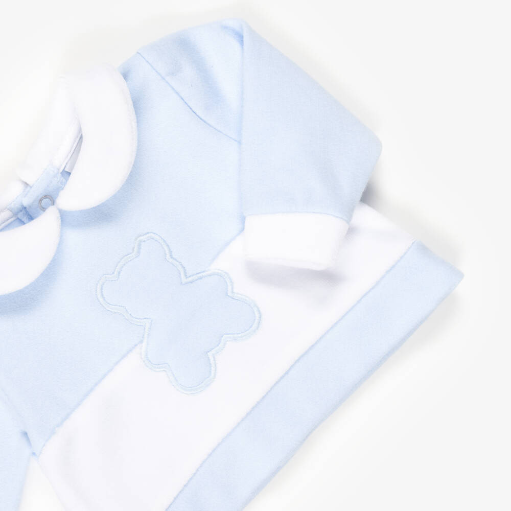 Babidu-Boys Blue 2 Piece Babygrow with Teddy Motif | Childrensalon