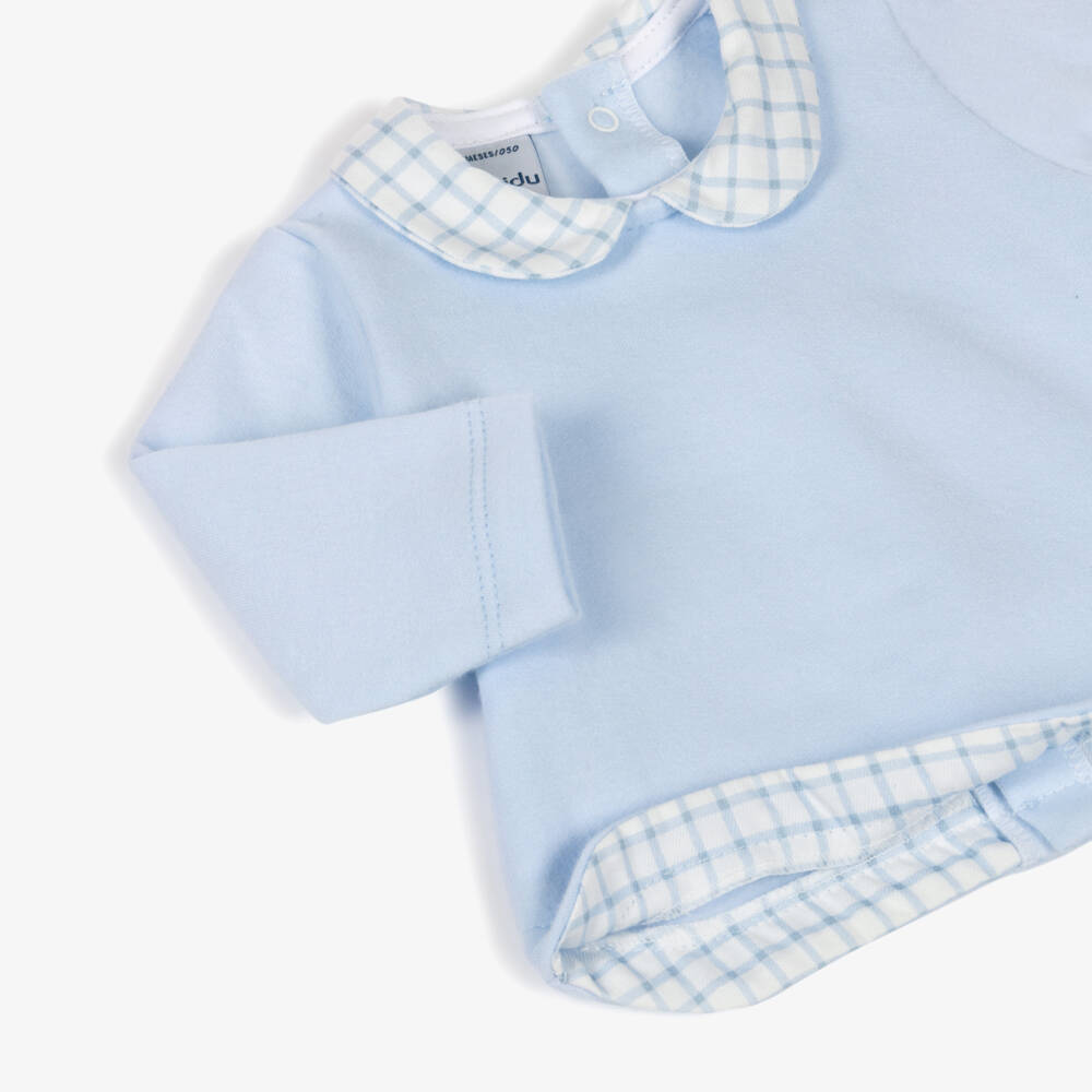 Babidu-Boys Blue Cotton Jersey 2 Piece Babygrow | Childrensalon