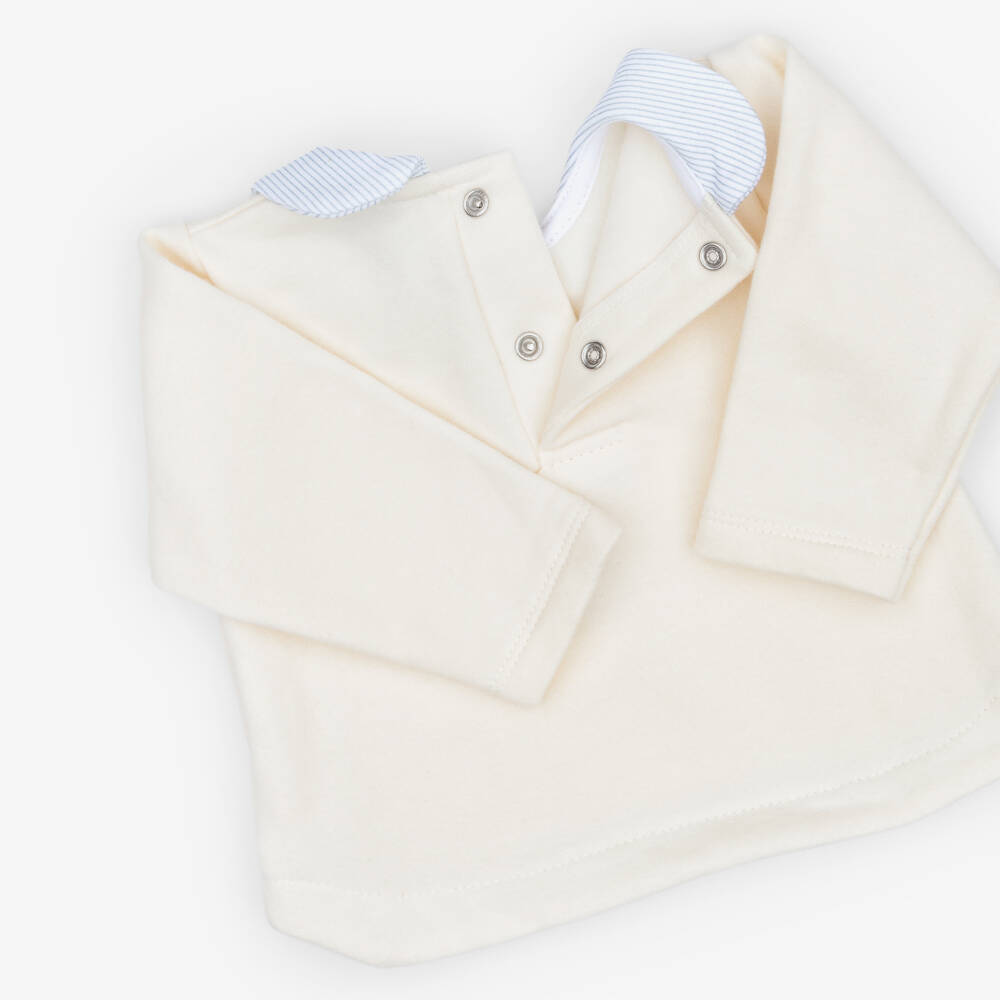 Babidu-Boys Blue & Ivory 2 Piece Babygrow with Giraffe Motif | Childrensalon