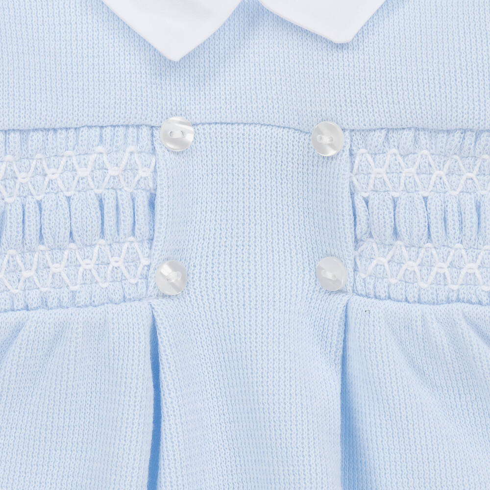Babidu-Boys Blue Jersey Knit 2 Piece Babygrow | Childrensalon
