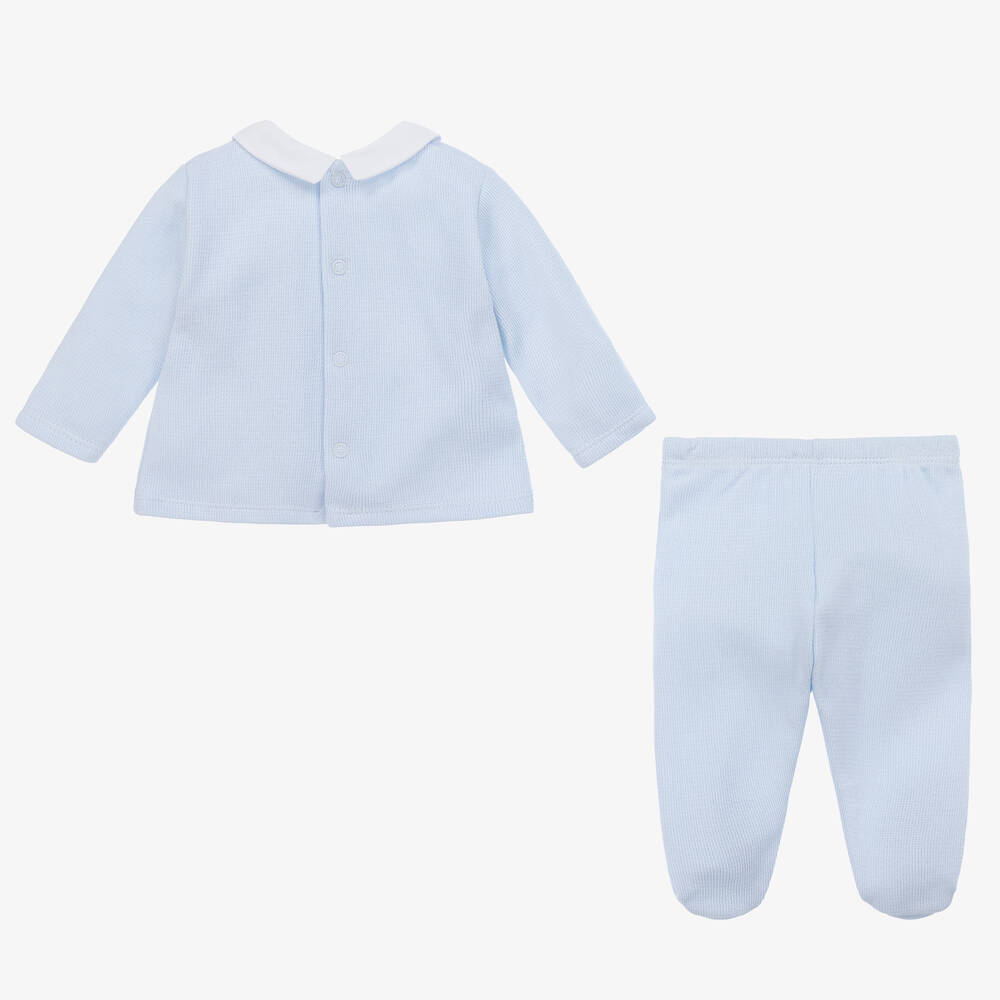Babidu-Boys Blue Jersey Knit 2 Piece Babygrow | Childrensalon