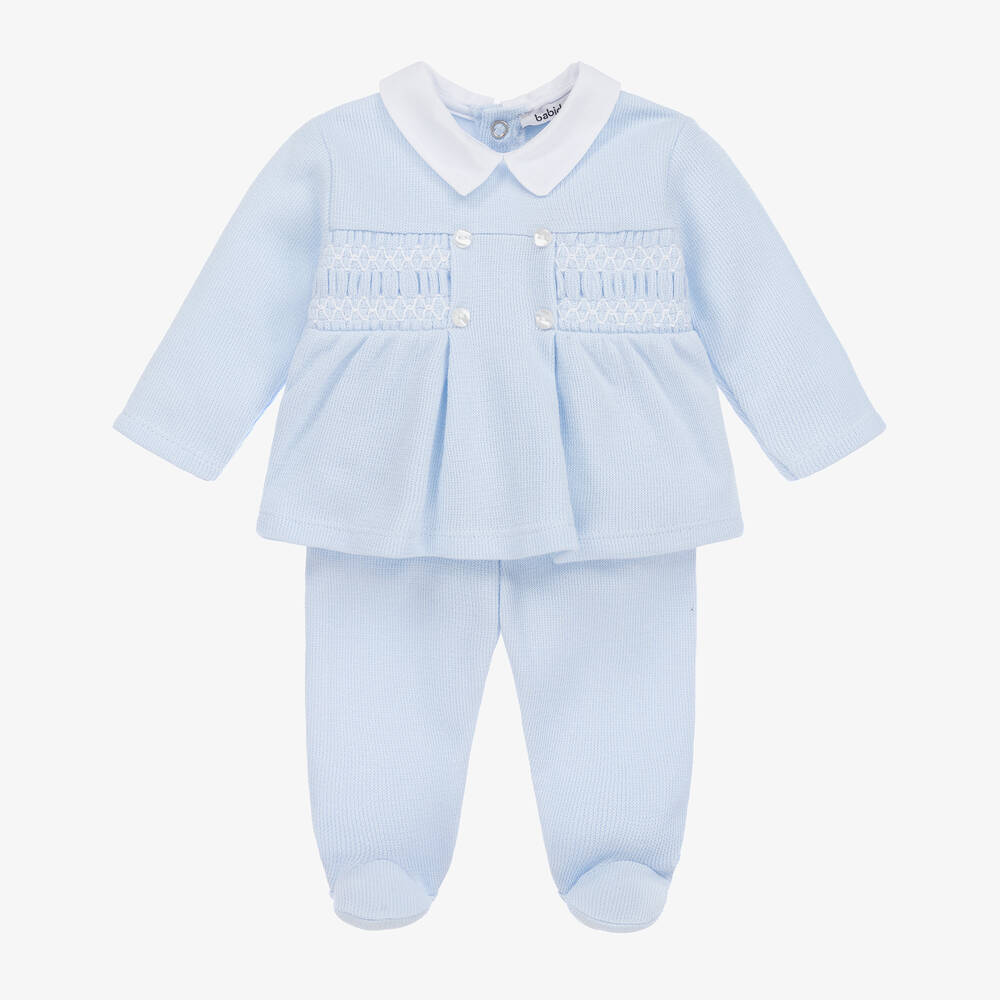 Babidu-Boys Blue Jersey Knit 2 Piece Babygrow | Childrensalon