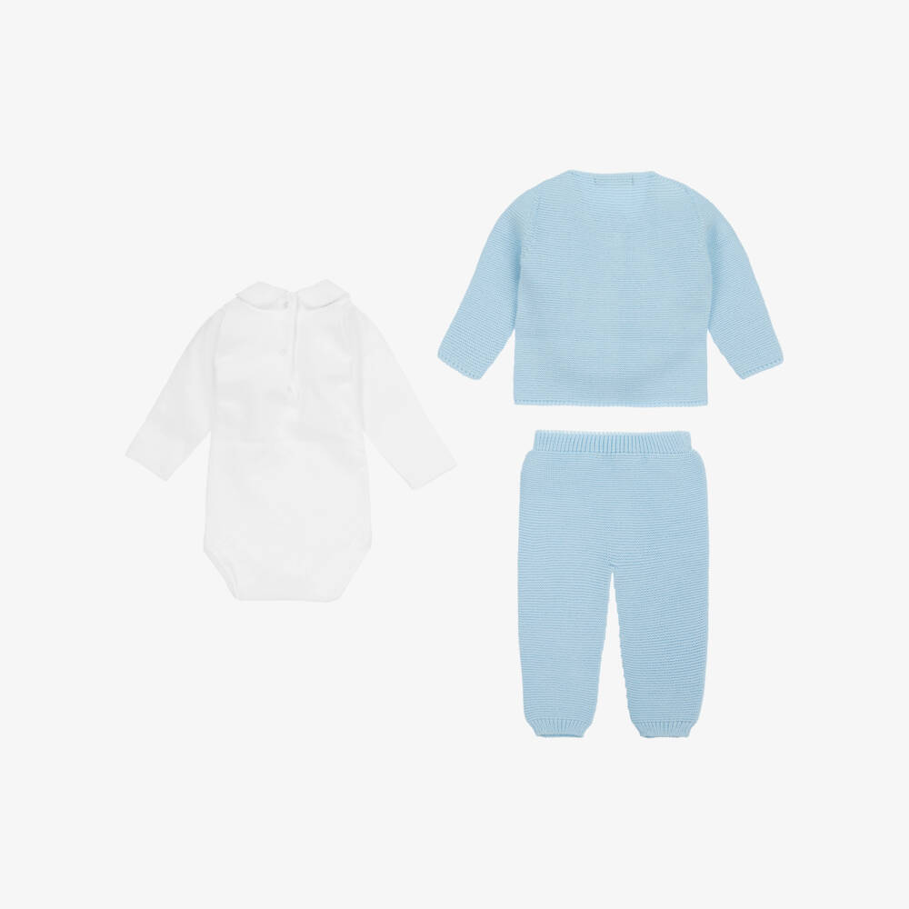 Babidu-Boys Blue Knitted Trouser Set | Childrensalon