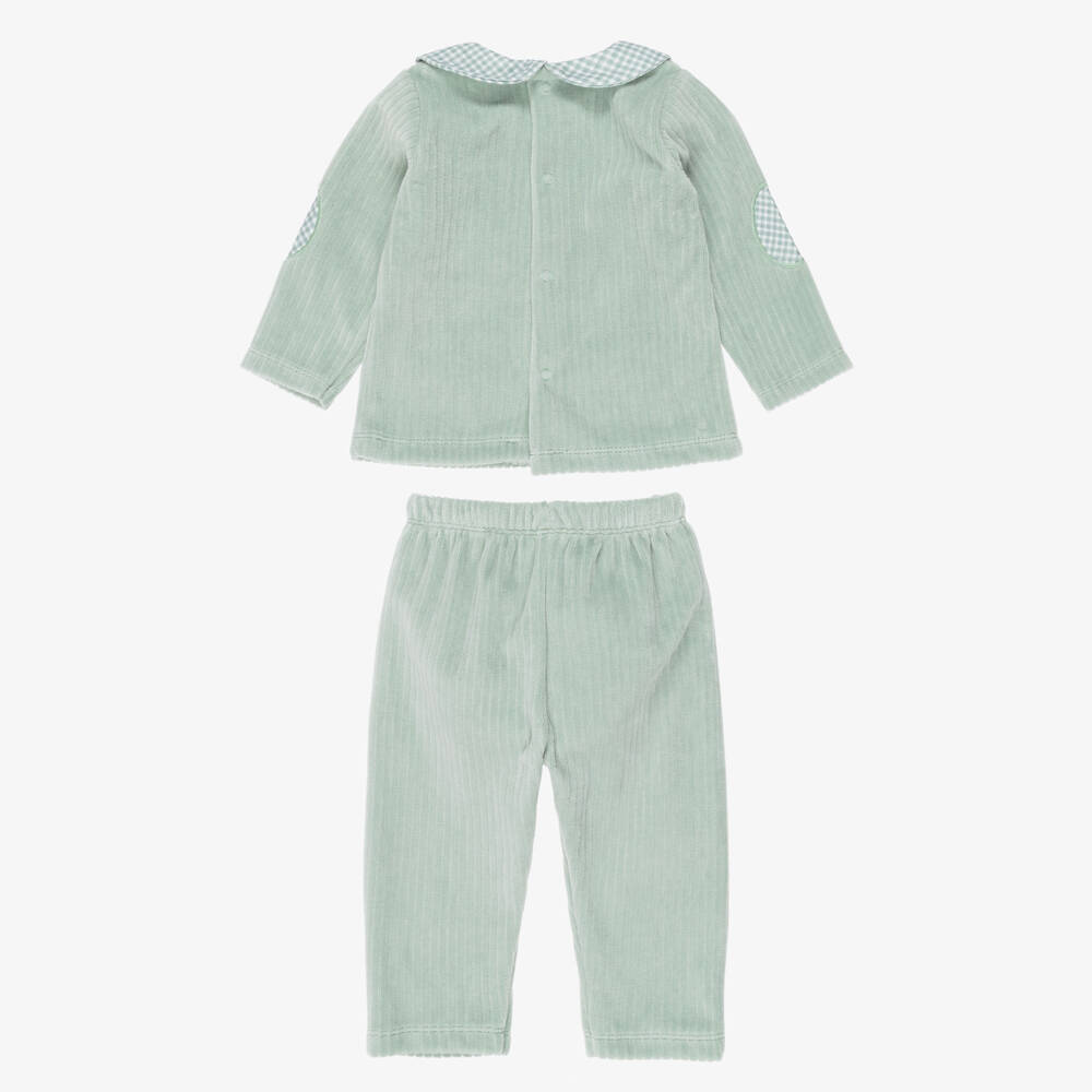 Babidu-Boys Green Velour Corduroy Trouser Set | Childrensalon