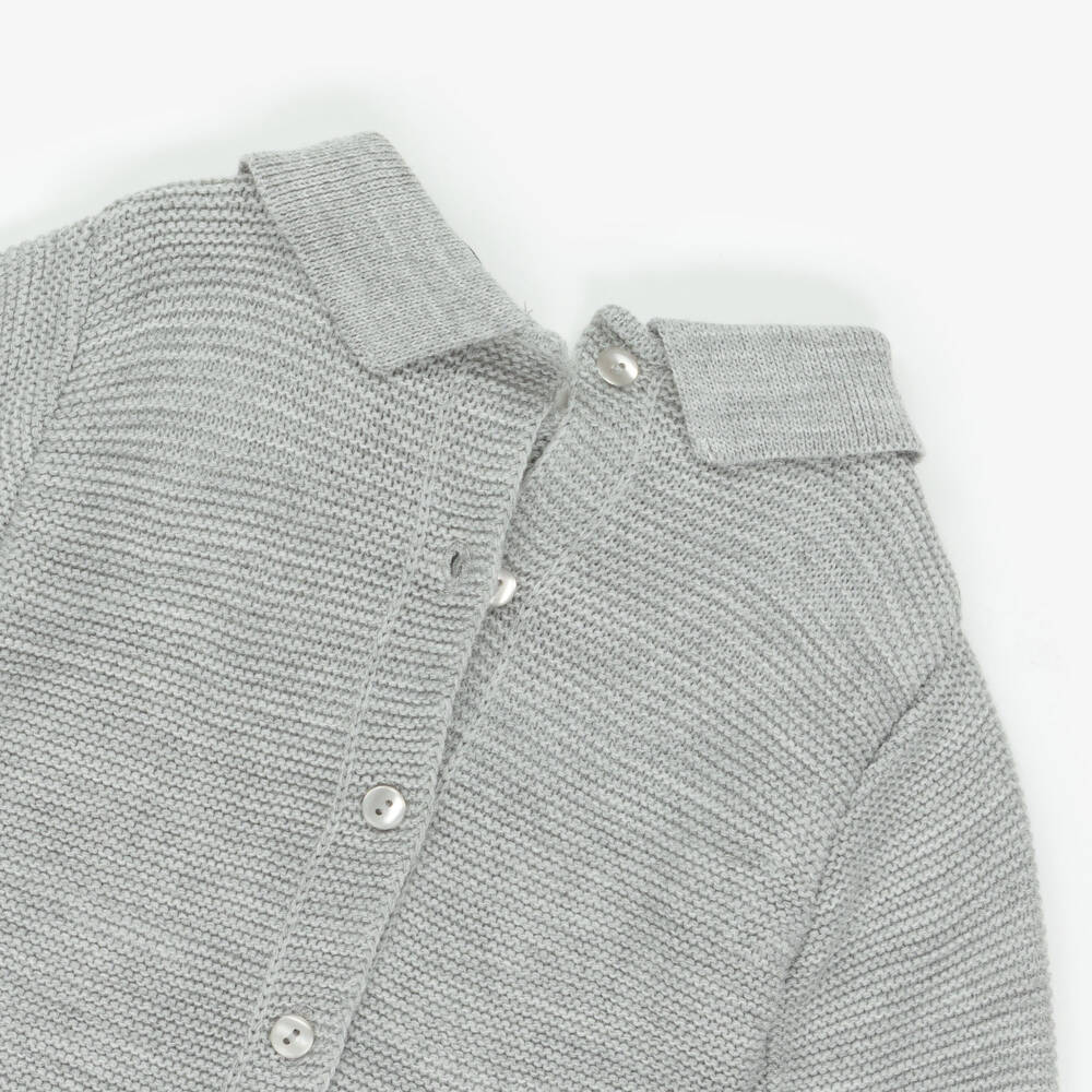 Babidu-Комплект с комбинезоном серый вязаный с шапочкой с помпоном для мальчиков | Childrensalon