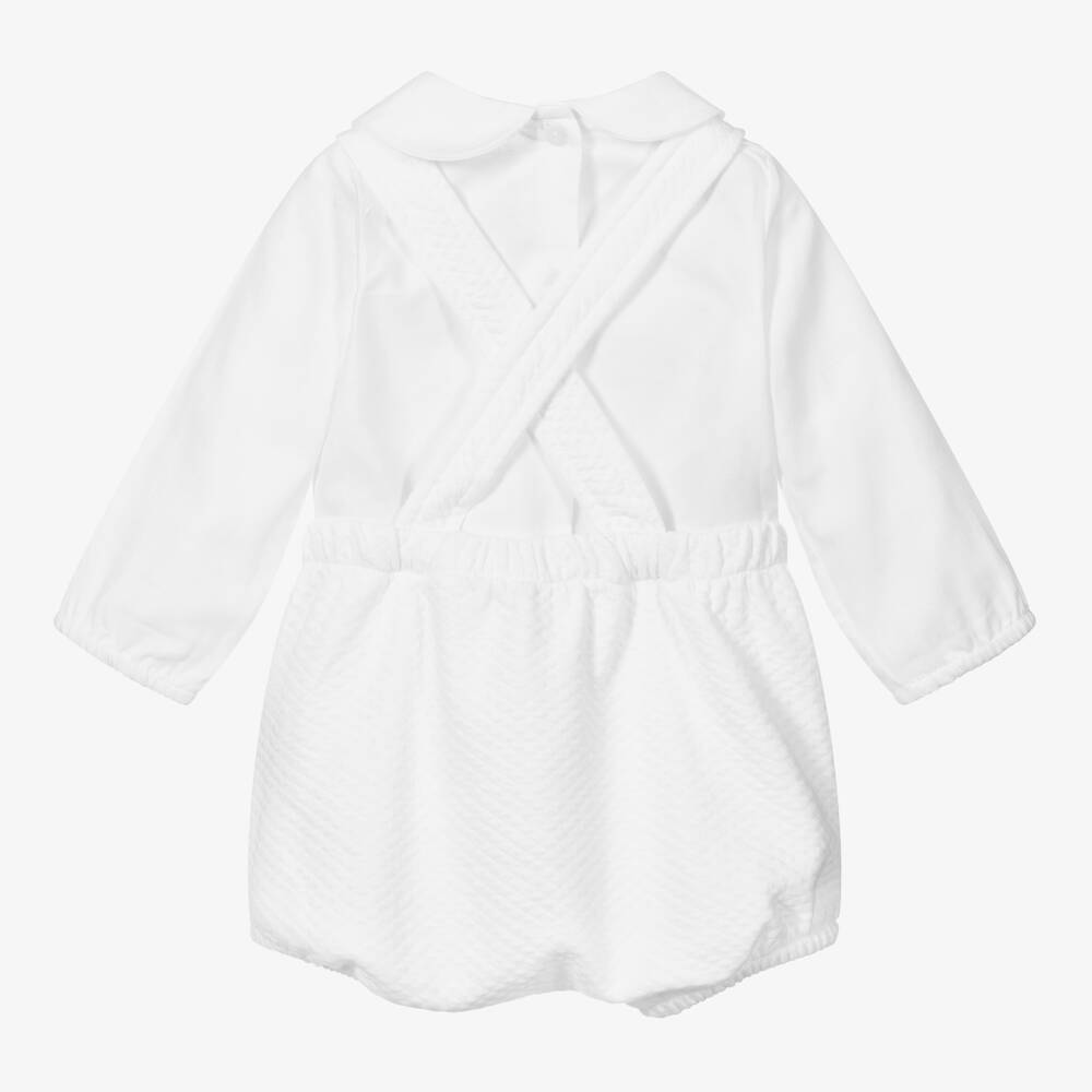 Babidu-Boys White Cotton Shorts Set | Childrensalon