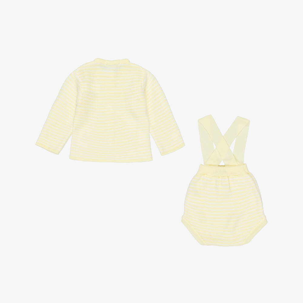 Babidu-Boys Yellow Knit Cardigan & Shorts Set | Childrensalon