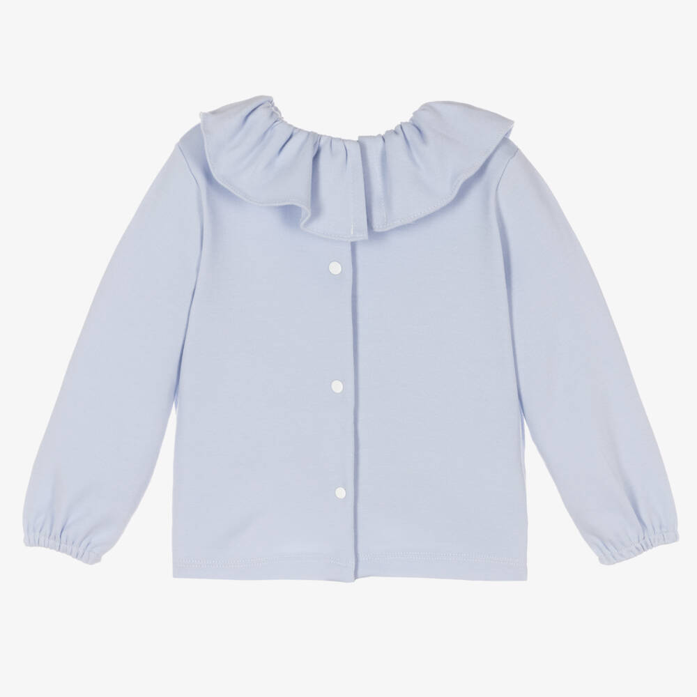 Babidu-Girls Blue Cotton Jersey Top | Childrensalon