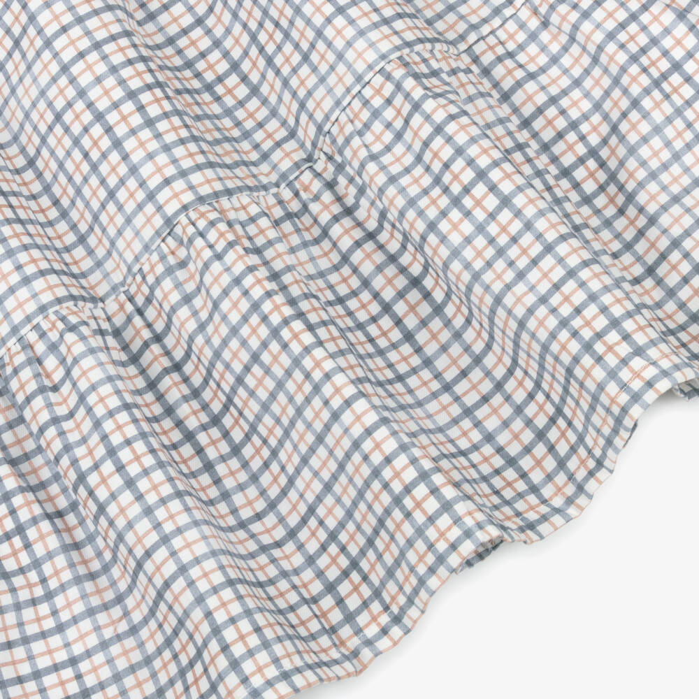 Babidu-فستان قطن كاروهات لون أبيض وأزرق | Childrensalon