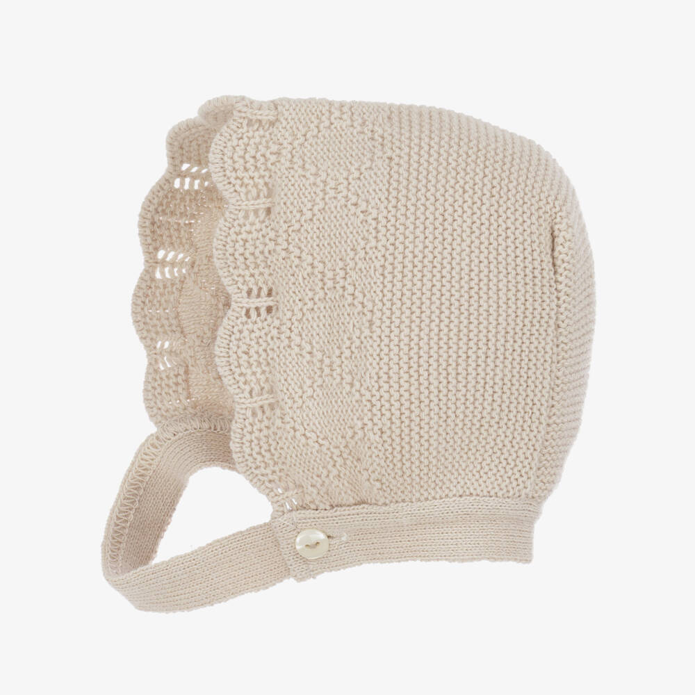 Babidu-Girls Floral & Beige Knitted 2 Piece Babysuit Set | Childrensalon