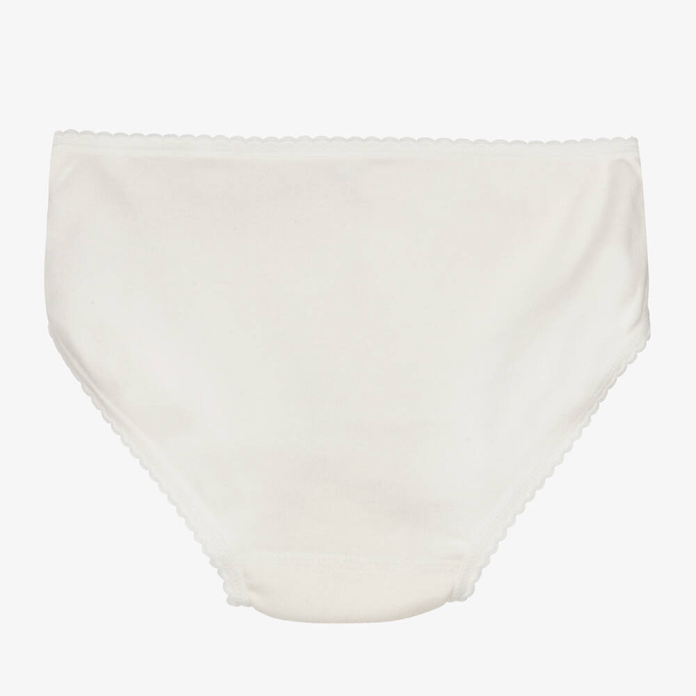 Babidu-Girls Ivory Cotton Knickers | Childrensalon