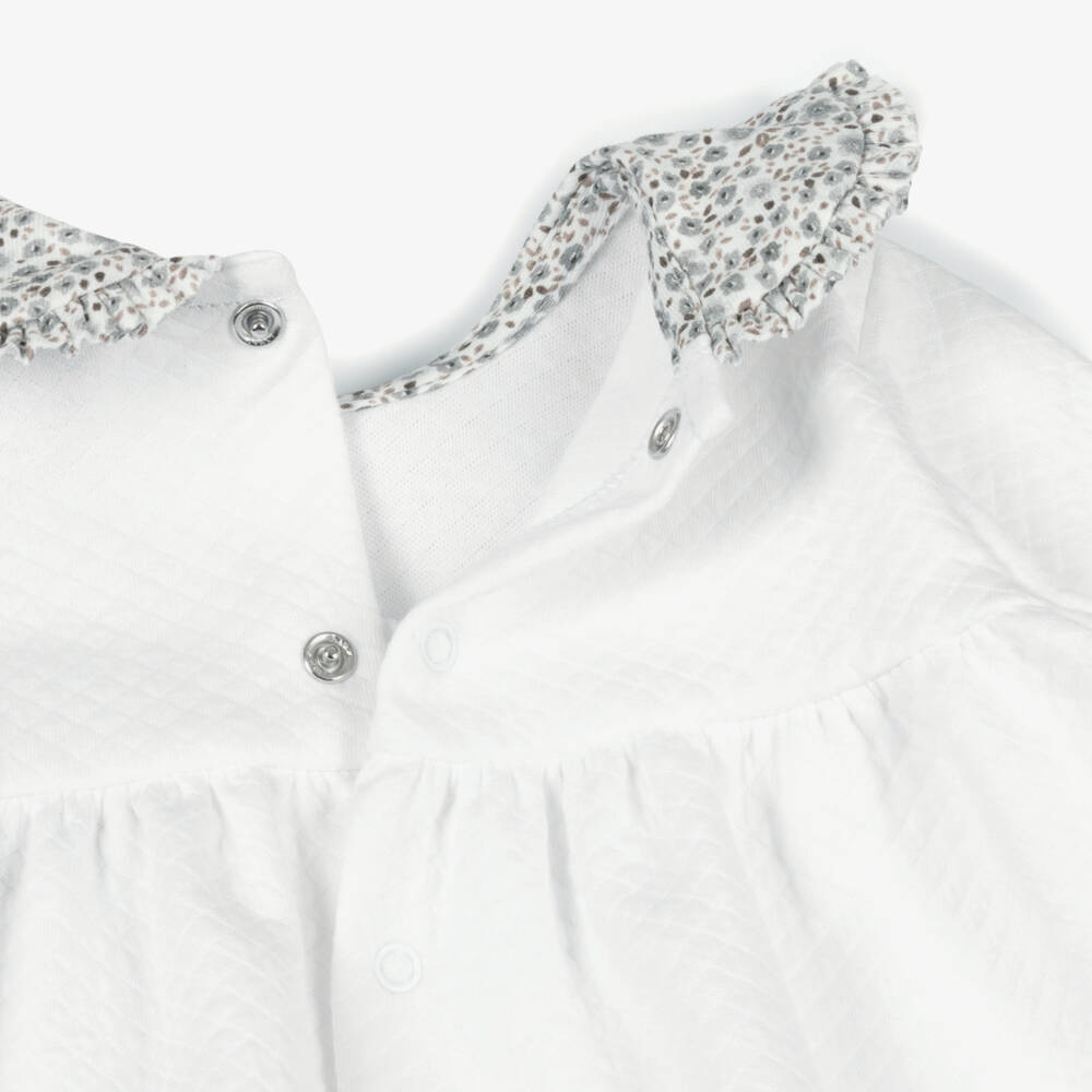 Babidu-Комбинезон из двух частей кремово-серый цветочный из хлопкового трикотажа длядевочек | Childrensalon