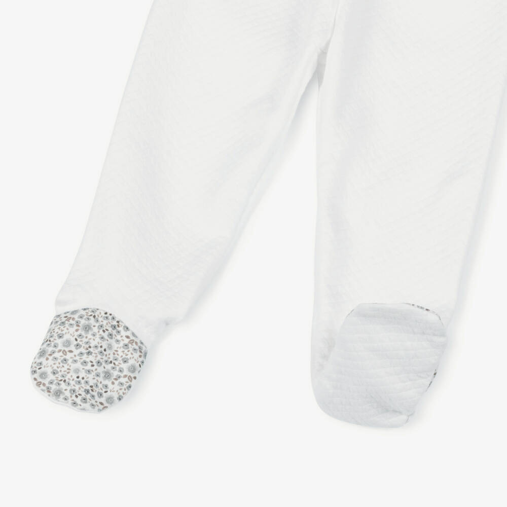 Babidu-Комбинезон из двух частей кремово-серый цветочный из хлопкового трикотажа длядевочек | Childrensalon