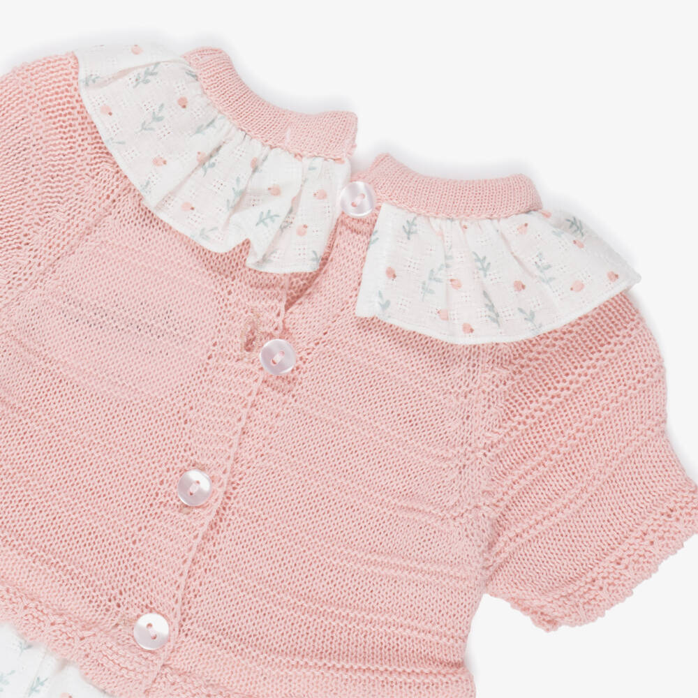 Babidu-Girls Pale Pink & White Floral Print Dress | Childrensalon