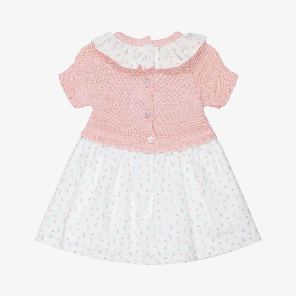 Babidu-Girls Pale Pink & White Floral Print Dress | Childrensalon