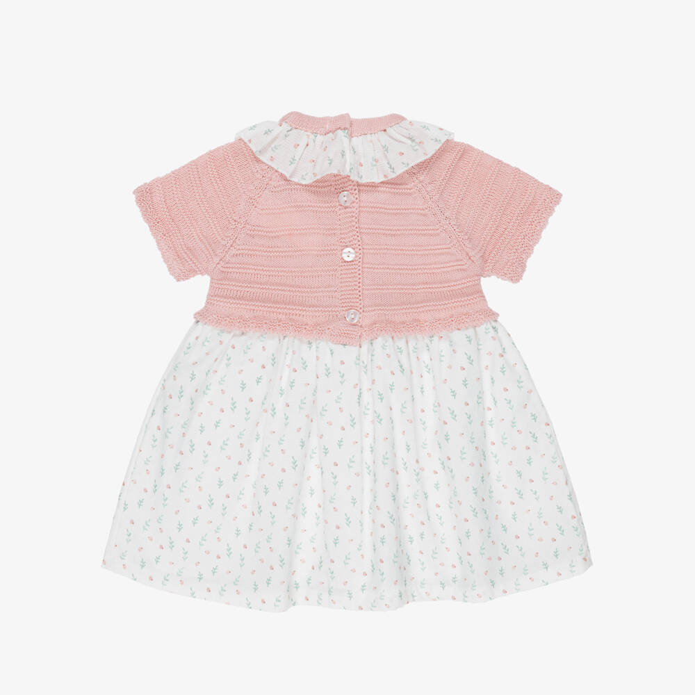 Babidu-Платье розово-белое с цветочным принтом для девочек | Childrensalon