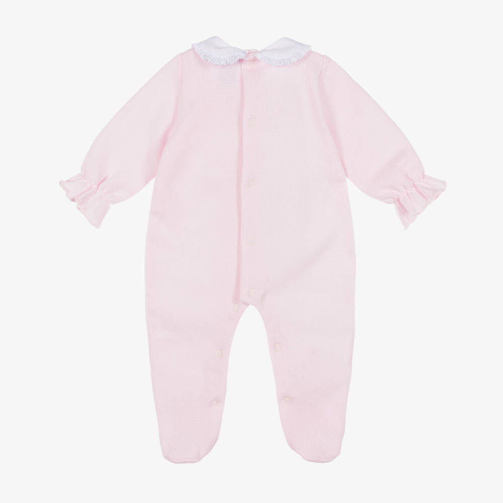 Babidu-Girls Pink Cotton Jersey Knit Babygrow | Childrensalon