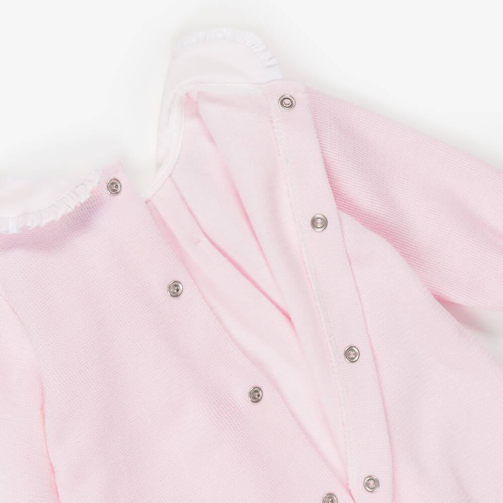 Babidu-Girls Pink Cotton Jersey Knit Babygrow | Childrensalon