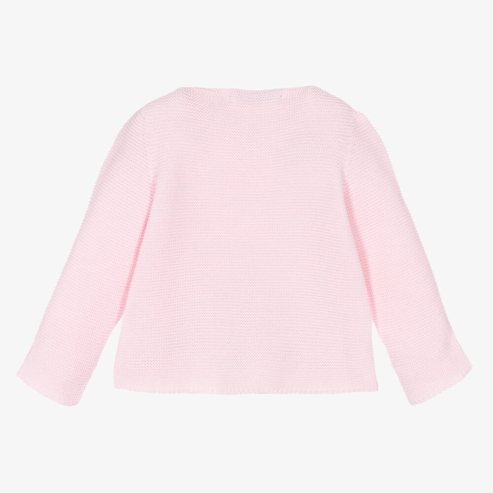 Babidu-كارديغان قطن محبوك لون زهري للبنات | Childrensalon