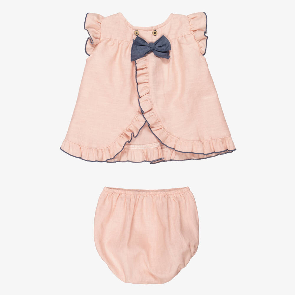 Babidu-Girls Pink Cotton Smocked Dress | Childrensalon