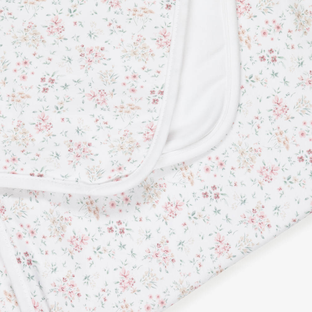 Babidu-بطانية قطن بطبعة ورود لون أبيض للبنات (78 سم) | Childrensalon