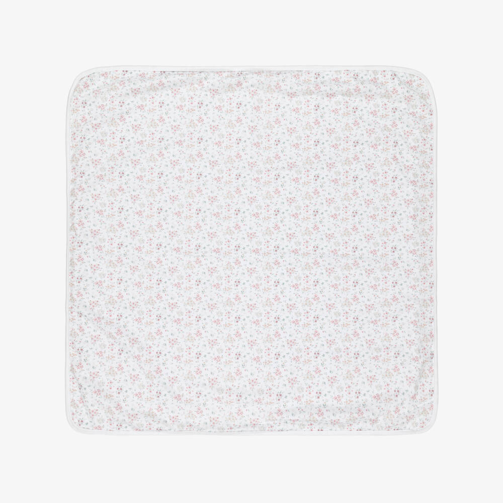 Babidu-بطانية قطن بطبعة ورود لون أبيض للبنات (78 سم) | Childrensalon