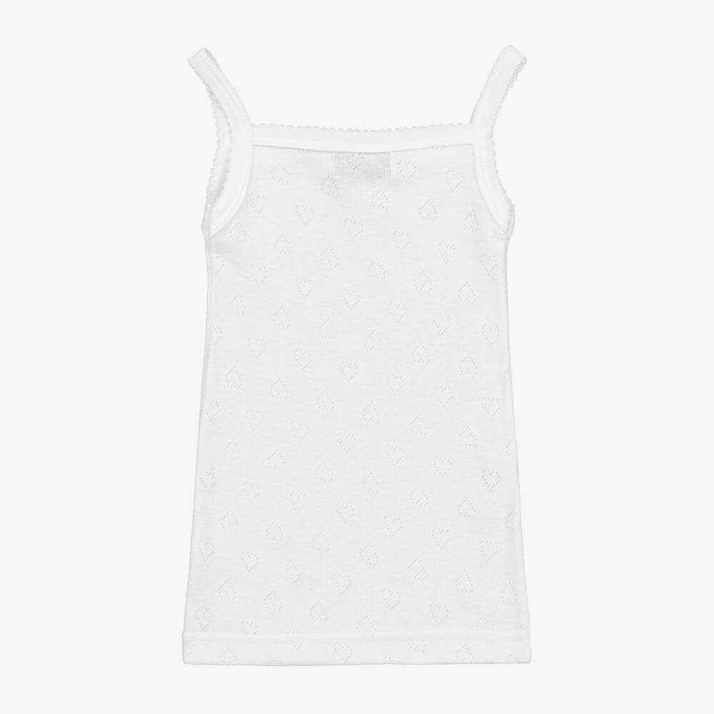 Babidu-Girls White Cotton Camisole Vest | Childrensalon