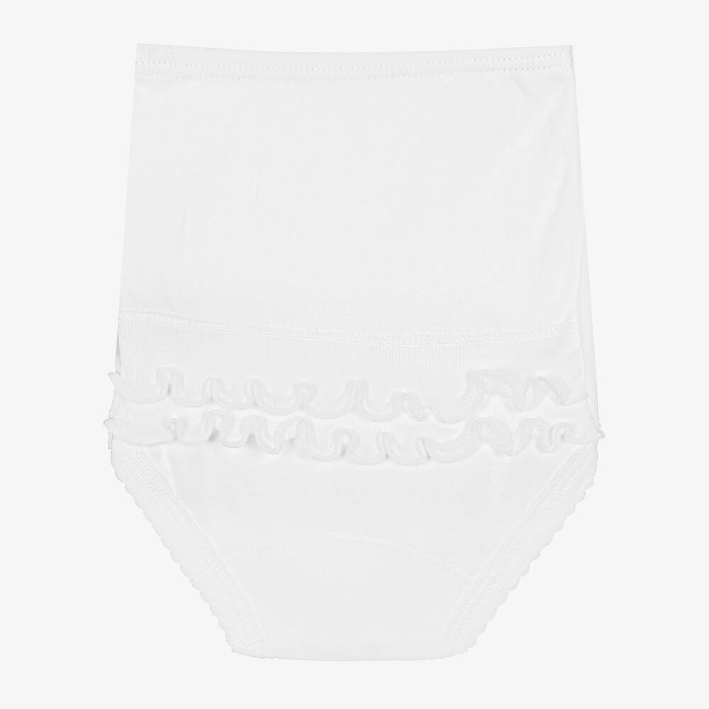 Babidu-Белые хлопковые трусики с оборками | Childrensalon