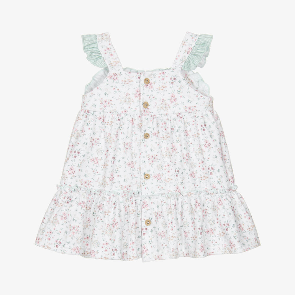 Babidu-فستان بدون أكمام قطن لون أبيض للبنات | Childrensalon