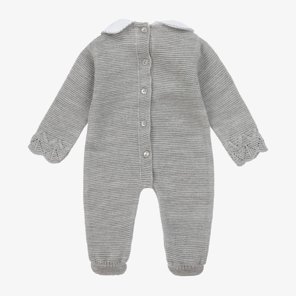 Babidu-Grey Knitted Babygrow | Childrensalon
