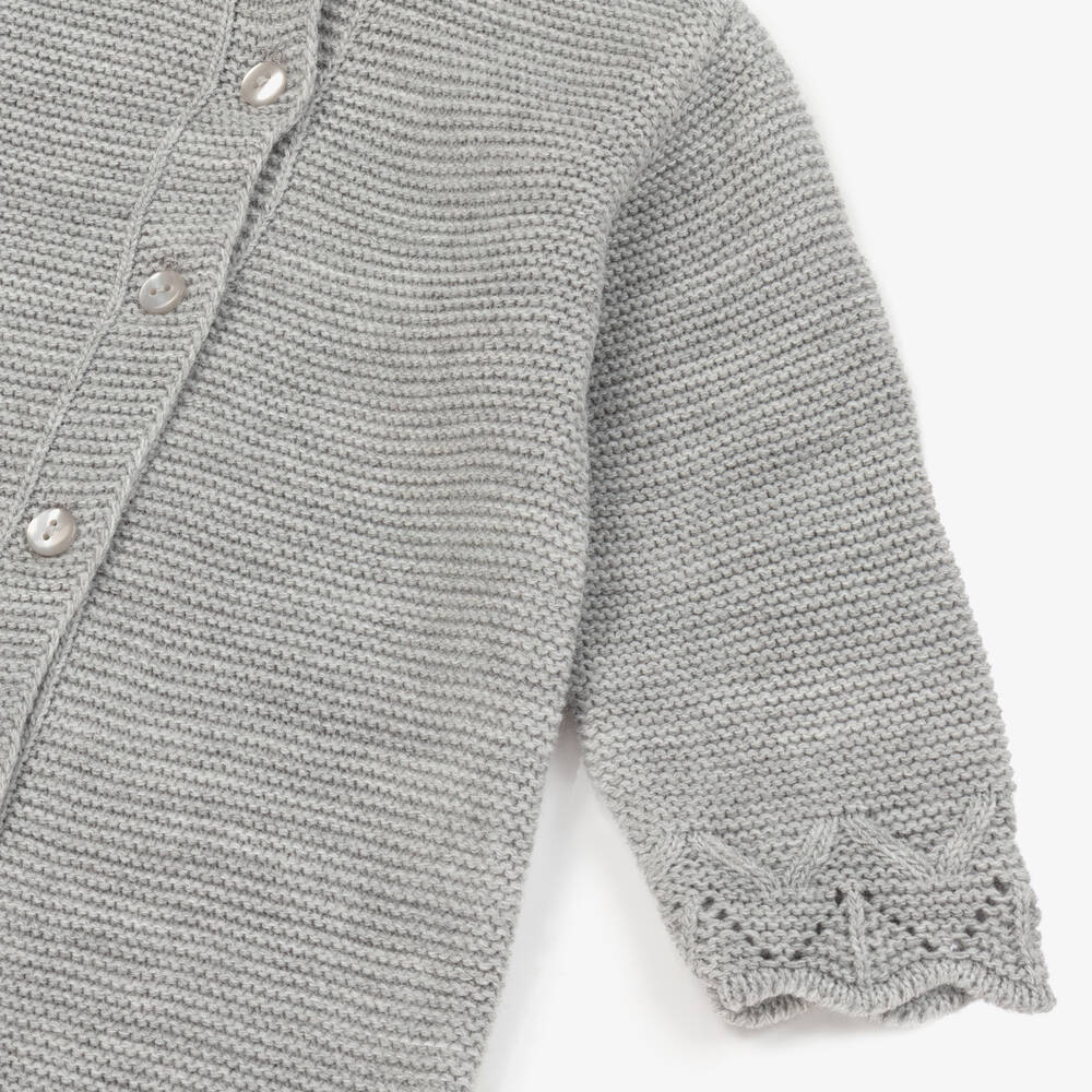 Babidu-Grey Knitted Babygrow | Childrensalon