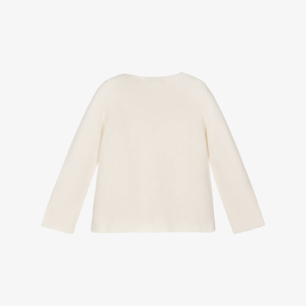 Babidu-Ivory Cotton Knit Cardigan | Childrensalon