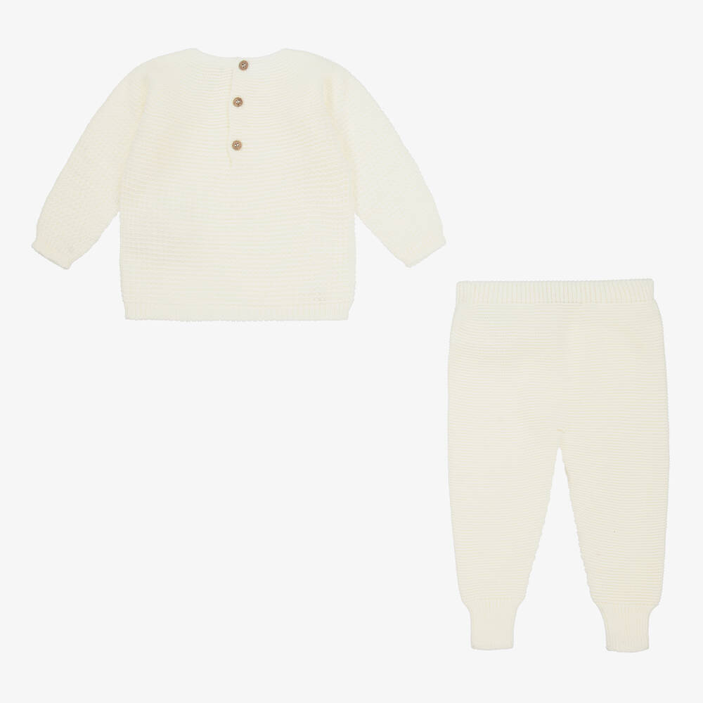 Babidu-Ivory Knitted Trouser Set | Childrensalon