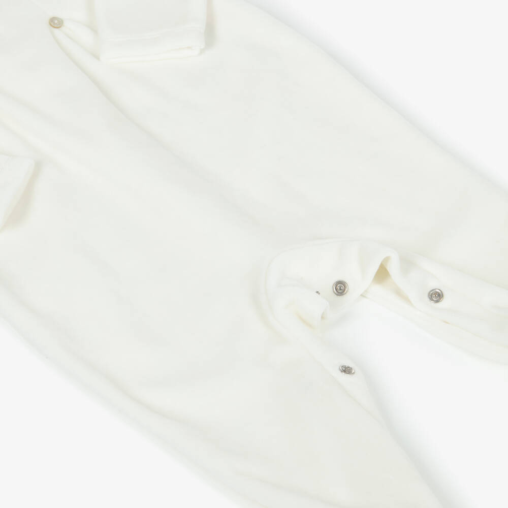 Babidu-Комбинезон кремовый велюровый с белым воротником | Childrensalon