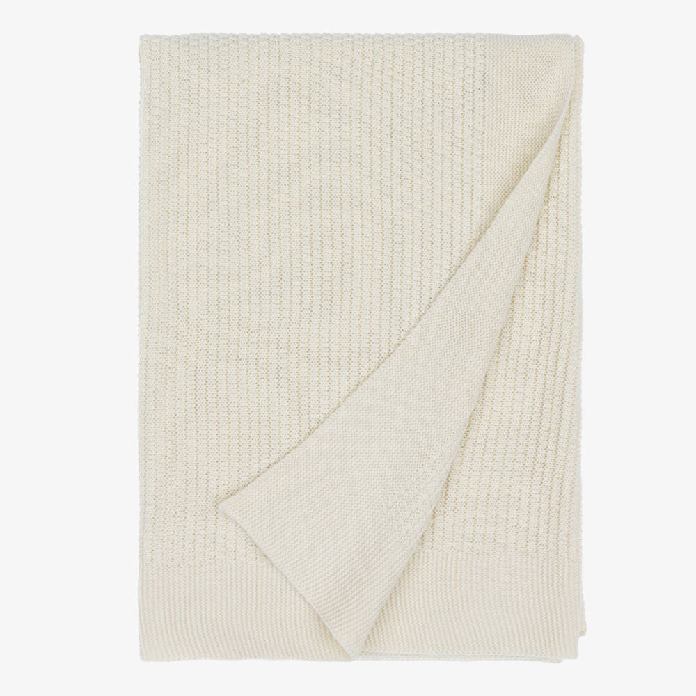 Babidu-Knitted Beige Baby Blanket (94cm) | Childrensalon