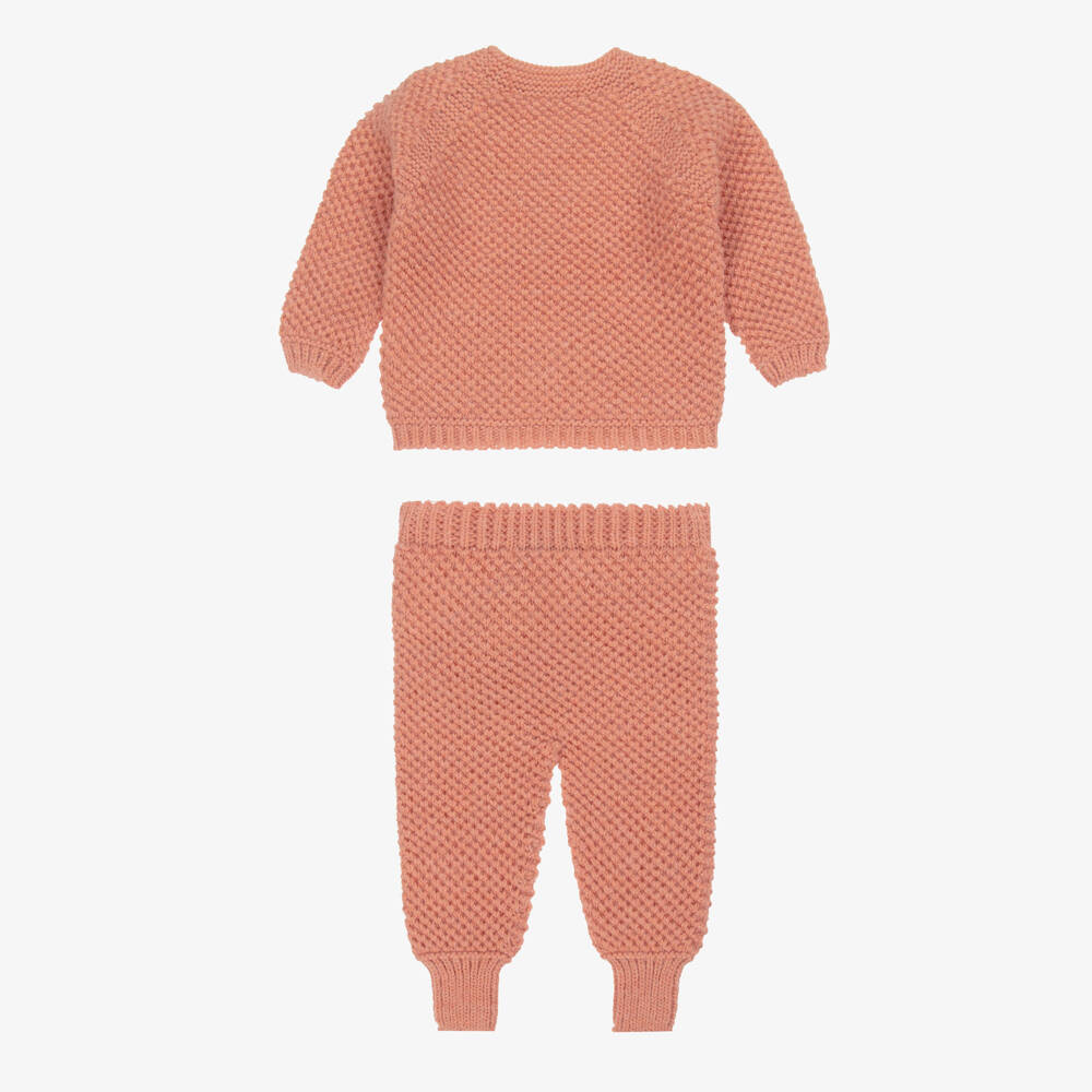 Babidu-Orange Knitted Wool Mix Trouser Set | Childrensalon